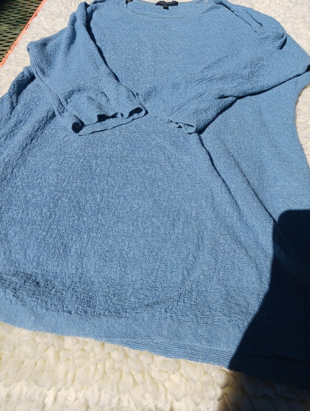 Organic Linen EILEEN FISHER Sweater, Light Blue, Size Petite Large